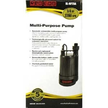 Red Lion 14942735 Utility Pump, 1-Phase, 2 A, 115 VAC, 1/4 hp, 1-1/4 in MNPT, 3/4 in GHT Outlet, 21 ft Max Head