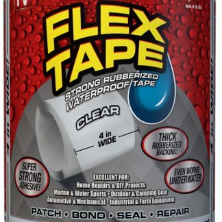 Flex Tape TFSCLRC0405 Tape, 5 ft L, 4 in W, Rubber Backing, Clear