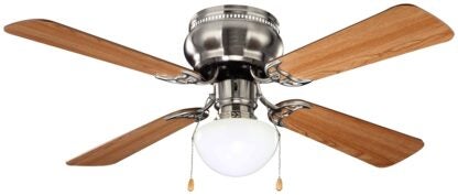 Boston Harbor 42-742T-MR-EN-BN Ceiling Fan, 4-Blade, Dark Walnut/Cherry Blade, 42 in Sweep, 3-Speed, With Lights: Yes