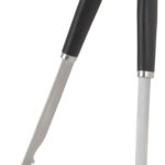 Omaha BBQ-22779-06 BBQ Tongs, 1.5 mm, Stainless Steel Blade, Stainless Steel, Plastic Handle, Straight Handle, 16 in OAL