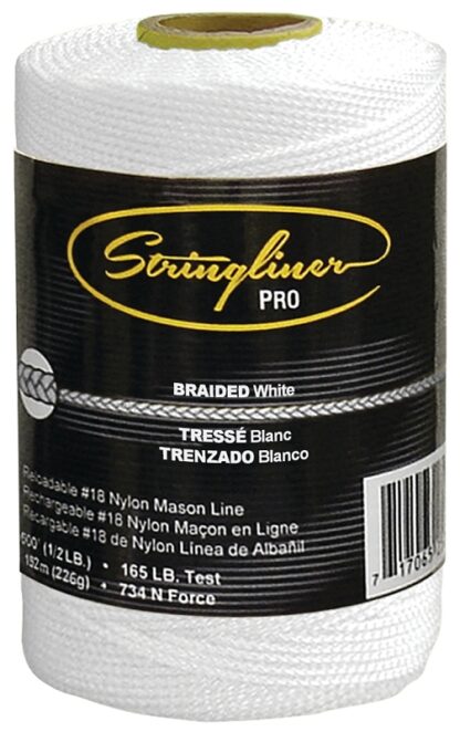 Stringliner Pro Series 35453 Construction Line, #18 Dia, 500 ft L, 165 lb Working Load, Nylon, White