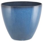 Landscapers Select PT-S080 Planter, 15 in Dia, 12-3/4 in H, Round, Resin, Blue, Blue Sells in Quantity of 6