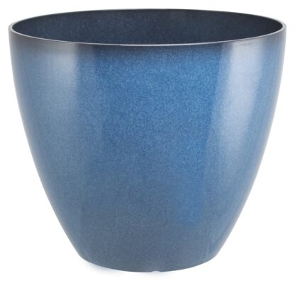 Landscapers Select PT-S080 Planter, 15 in Dia, 12-3/4 in H, Round, Resin, Blue, Blue Sells in Quantity of 6