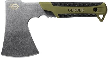 Gerber 31-003482 Pack Hatchet, Stainless Steel Blade, Rubber Handle, Full Tang Handle, Flat Sage Handle, 9.46 in L