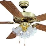 Boston Harbor CF-78021L Ceiling Fan Light Kit, 5-Blade, Oak/Walnut Blade, 52 in Sweep, 3-Speed, With Lights: Yes