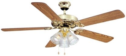 Boston Harbor CF-78043 Ceiling Fan Light Kit, 5-Blade, Oak/Walnut Blade, 52 in Sweep, 3-Speed, With Lights: Yes