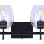 Canarm CAIN IVL1019A02BK Vanity Light, 120 V, 200 W, 2-Lamp, Type A Lamp, Metal Fixture, Black Fixture