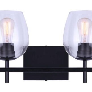 Canarm CAIN IVL1019A02BK Vanity Light, 120 V, 200 W, 2-Lamp, Type A Lamp, Metal Fixture, Black Fixture