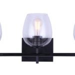 Canarm CAIN Series IVL1019A03BK Vanity Light, 3-Lamp, CFL, Incandescent, LED Lamp, Steel Fixture, Matte Black Fixture