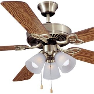 Boston Harbor CF-78042 Ceiling Fan, 5-Blade, Oak/Walnut Blade, 52 in Sweep, 3-Speed, With Lights: Yes