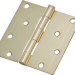 ProSource 20339BBX Square Corner Door Hinge, Steel, Polished Brass, Loose Pin, 180 deg Range of Motion