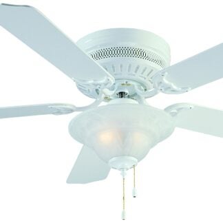 Boston Harbor CF-B-652+1F242WH Low Profile Ceiling Fan, 5-Blade, Bleached Oak/White Blade, 52 in Sweep, 3-Speed