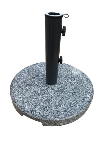 Seasonal Trends 59657 Umbrella Base, 15.7 in Dia, 13.7 in H, Round, Stone, Steel and Plastic, Gray and Black