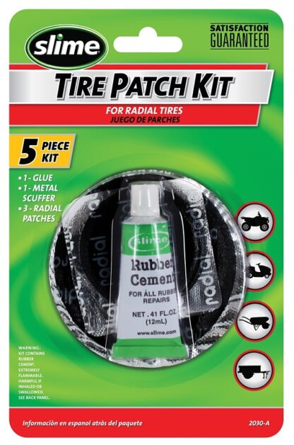 Slime 24016 Tire Patch Kit with Glue, Metal/Rubber, 5 -Piece