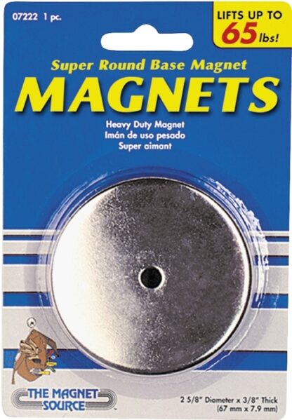 Magnet Source 07222 Round Base Magnet, Ceramic, 1 in ID x 2.618 in OD Dia, 3/8 in H