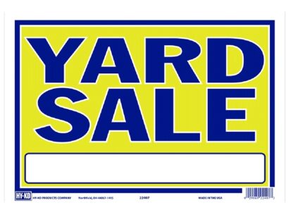 Hy-Ko 22407 Neon Sign, YARD SALE, Blue Legend, Yellow Background, Plastic, 9 in H x 13 in W Dimensions Sells in Quantity of 10