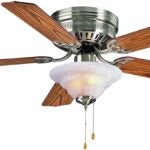 Boston Harbor CF-B-652+1F242SN Ceiling Fan, 5-Blade, Oak/Walnut Blade, 52 in Sweep, MDF Blade, 3-Speed