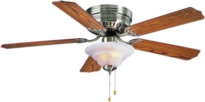 Boston Harbor CF-B-652+1F242SN Ceiling Fan, 5-Blade, Oak/Walnut Blade, 52 in Sweep, MDF Blade, 3-Speed