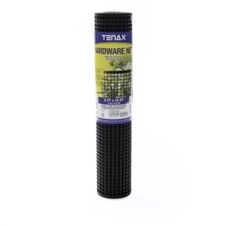 Tenax 711391 Hardware Net, 15 ft L, Quadrangular Mesh, 1/2 x 1/2 in Mesh, Polyethylene, Black