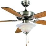 Boston Harbor CF-B552+1F242SN Ceiling Fan, 5-Blade, Black/Oak Blade, 52 in Sweep, MDF Blade, 3-Speed