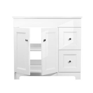 Luxo Marble Classic Series CLASSIC 3722 Bathroom Vanity, MDF, Lacquered White, Free-Standing Installation, 1-Sink