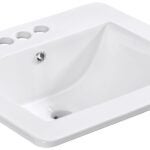 Luxo Marble Lavabos PORC 16-4 CC Drop-in Sink, Rectangular Basin, 4 in Faucet Centers, 3-Deck Hole, 21-1/4 in OAW