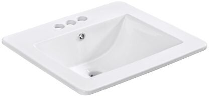 Luxo Marble Lavabos PORC 16-4 CC Drop-in Sink, Rectangular Basin, 4 in Faucet Centers, 3-Deck Hole, 21-1/4 in OAW