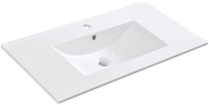 Luxo Marble Lavabos PORC 90 Bathroom Sink, 1-Deck Hole, 35-7/16 in OAW, 18-1/8 in OAH, 1/2 in OAD, Porcelain