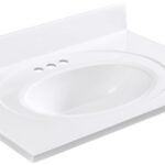 Luxo Marble Lavabos OSB 3722-4-107S Vanity Top Bathroom Sink, 37 in OAW, 7/8 in OAH, 22 in OAD, Synthetic Marble