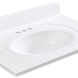 Luxo Marble Lavabos OSB 3722-4-107S Vanity Top Bathroom Sink, 37 in OAW, 7/8 in OAH, 22 in OAD, Synthetic Marble