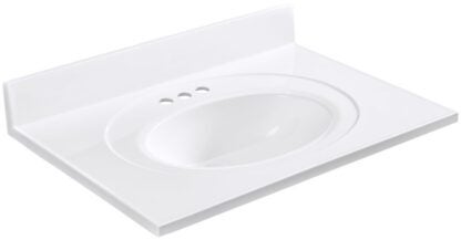 Luxo Marble Lavabos OSB 3722-4-107S Vanity Top Bathroom Sink, 37 in OAW, 7/8 in OAH, 22 in OAD, Synthetic Marble