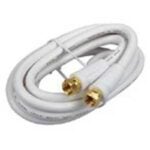 RCA Basic CVH603WHR RG6 Coaxial Cable, F-Type, F-Type, PVC Sheath, White Sheath, 3 ft L