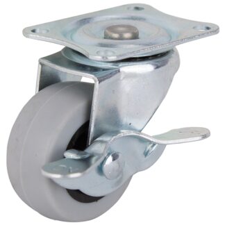 ProSource JC-N05-G Swivel Caster with Brake, 2 in Dia Wheel, 23 mm W Wheel, Thermoplastic Rubber Wheel, Gray, 105 lb