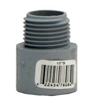 IPEX 020007 Conduit Adapter, 1/2 in Hub x MPT, 1.1 in Dia, 1.3 in L, PVC