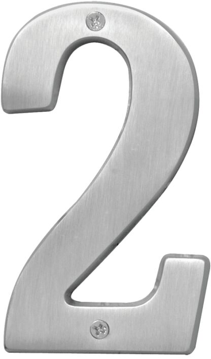 Hy-Ko Prestige Series BR-51SN/2 House Number, Character: 2, 5 in H Character, Nickel Character, Solid Brass Sells in Quantity of 3