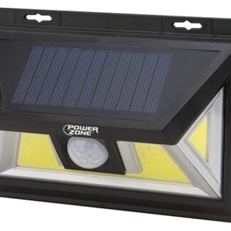 PowerZone 12452 Solar Powered Motion Sensor Wall Light, Lithium Battery, 1-Lamp, COB LED Lamp, ABS/PS Fixture, Black