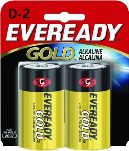 Energizer A95BP-2 Battery, 1.5 V Battery, 19.5 Ah, D Battery, Alkaline, Manganese Dioxide, Zinc