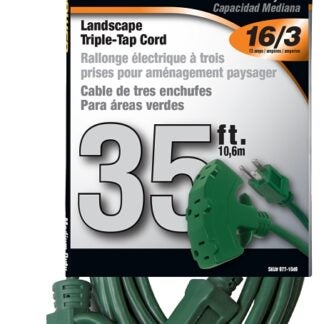 PowerZone OR605627 Extension Cord, 16 AWG Cable, 35 ft L, 125 V, Green