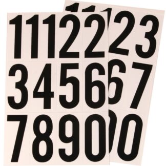 Hy-Ko MM-4N Packaged Number Set, 3 in H Character, Black Character, White Background, Vinyl