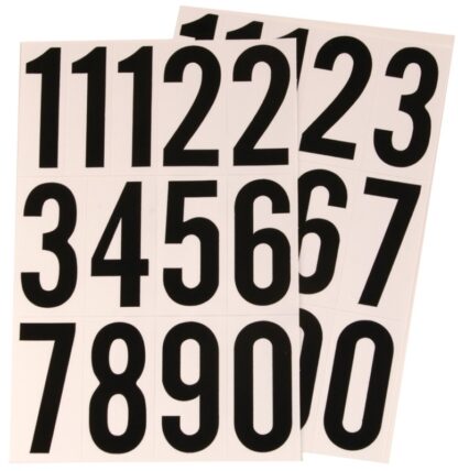 Hy-Ko MM-4N Packaged Number Set, 3 in H Character, Black Character, White Background, Vinyl