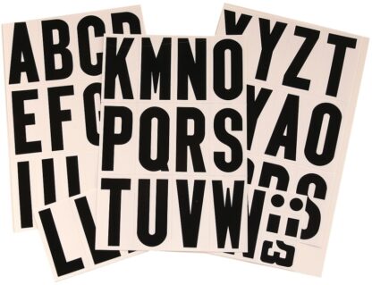 Hy-Ko MM-4L Packaged Letter Set, 3 in H Character, Black Character, White Background, Vinyl