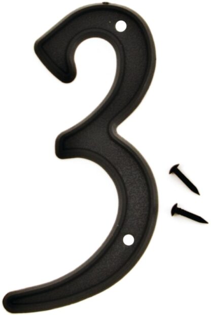 Hy-Ko PN-29/3 House Number, Character: 3, 4 in H Character, Black Character, Plastic Sells in Quantity of 10