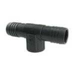 Boshart UPVCFRT-070705 Combination Hose Reducing Tee, 3/4 x 1/2 in, Insert x Insert x FPT, PVC, Black Sells in Quantity of 10