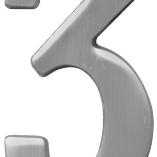 Hy-Ko Prestige Series BR-51SN/3 House Number, Character: 3, 5 in H Character, Nickel Character, Brass Sells in Quantity of 3