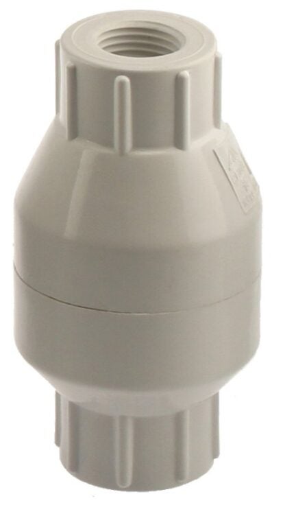 Boshart U1710-05 In-Line Check Valve, 1/2 in, Threaded, 100 psi Pressure, PVC Body