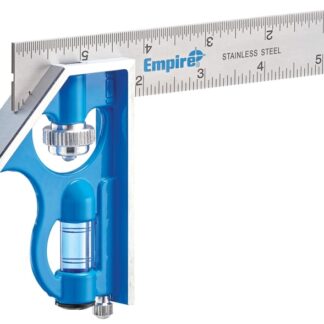 Empire True Blue Series E255 Combination Square, 6 in L Blade, SAE Graduation, Stainless Steel Blade