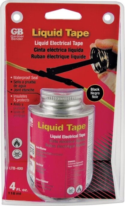 GB LTB-400 Liquid Electrical Tape, Liquid, Black, 4 oz Bottle