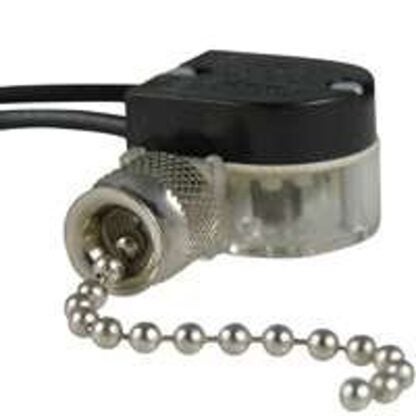 GB GSW-31 Pull Chain Switch, SPST, Lead Wire Terminal, 3/6 A, 125/250 V, Functions: ON/OFF, Nickel