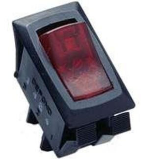 GB GSW GSW-42 Rocker Switch, 8/16 A, 125/250 V, SPST, 0.55 x 1.12 in Panel Cutout, Nylon Housing Material, Black