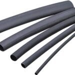 GB HST-250 Heat Shrink Tubing, 1/4 to 1/8 in Dia, 4 in L, Polyolefin, Black